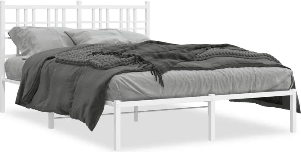 vidaXL fehér fém ágykeret fejtámlával 120 x 200 cm