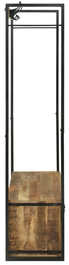 Ruhatartó horoggal és polcokkal 110x40x185 cm Tömör durva mangófából