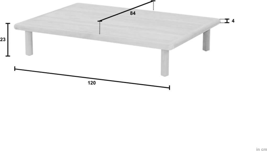 Sling dohányzóasztal 120x84 cm teakfa lappal