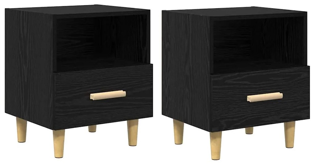 Éjjeliszekrény 2 pcs Musta tammi 40 x 35 x 47.5 cm Faanyag