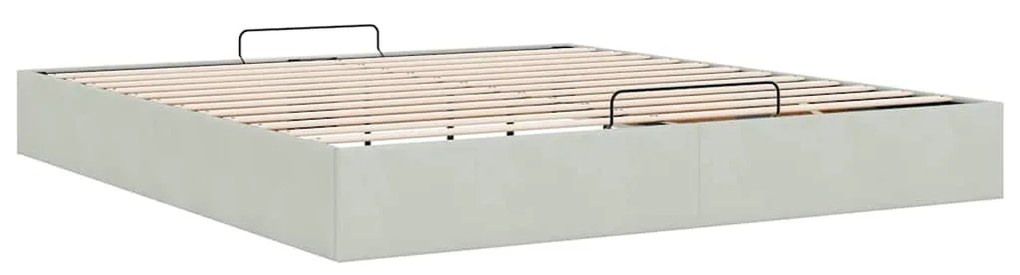 Ottomán ágykeret matrac nélkül világosszürke 200x200 cm bársony