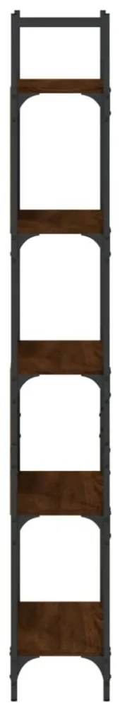 5-szintes barna tölgy szerelt fa könyvespolc 60,5x24x166,5 cm