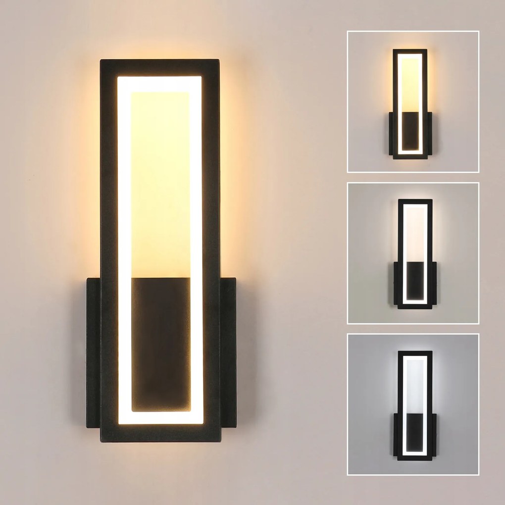 Kinkiet Led Lampa Ścienna Czarna Kwadrat Nowoczesna Salonu Ściemnialna 16W