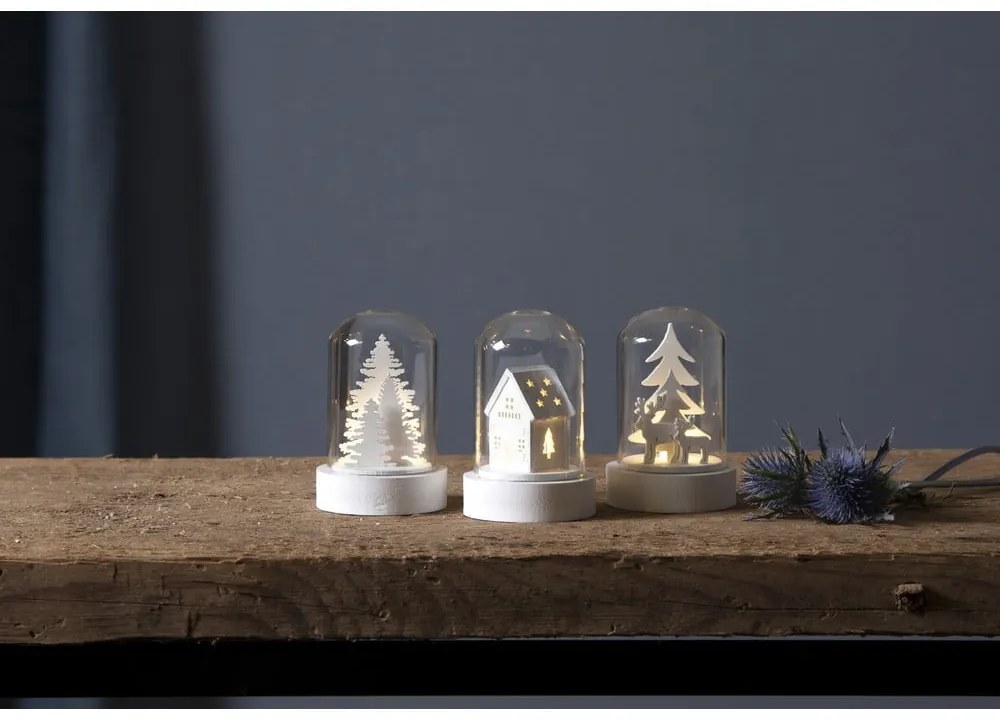 Fehér fénydekoráció készlet karácsonyi mintával 3 db-os ø 5,5 cm Kupol – Star Trading