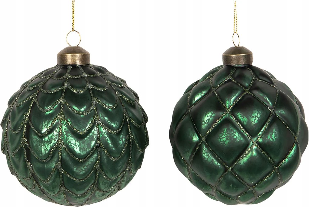 Üveg Karácsonyfa Bombák Zöld 2db 10cm Karácsonyi Ajándék Karácsonyfa Bomba
