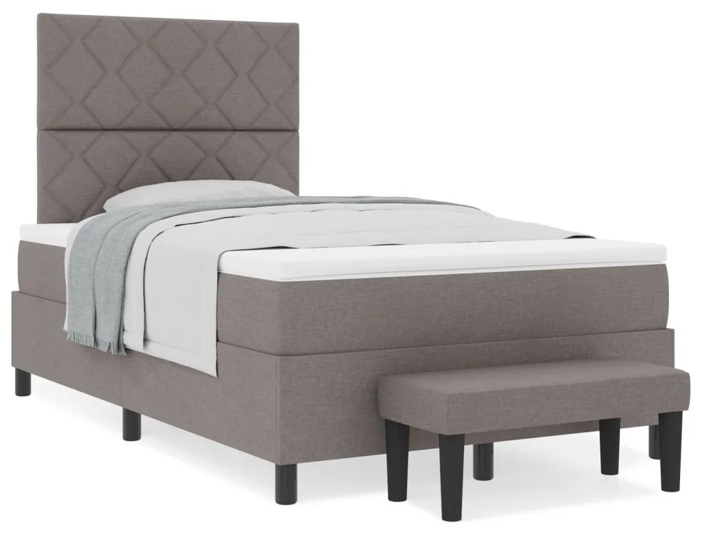 Box Spring Ágy Mattal és Pad Taupe 120x190 cm Szövet