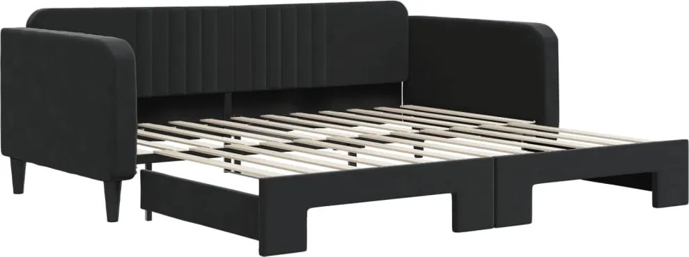 vidaXL fekete kihúzható bársonyheverő 100 x 200 cm