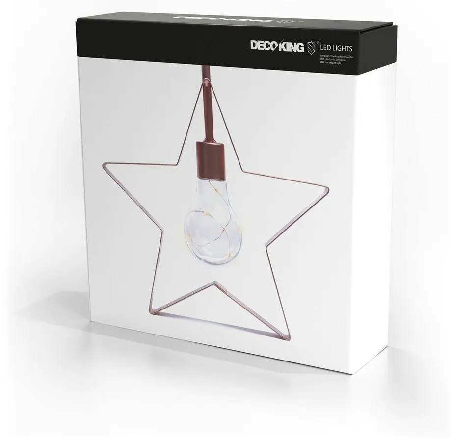 DecoKing karácsonyi lámpa Csillaghal meleg fehér,5 db LED