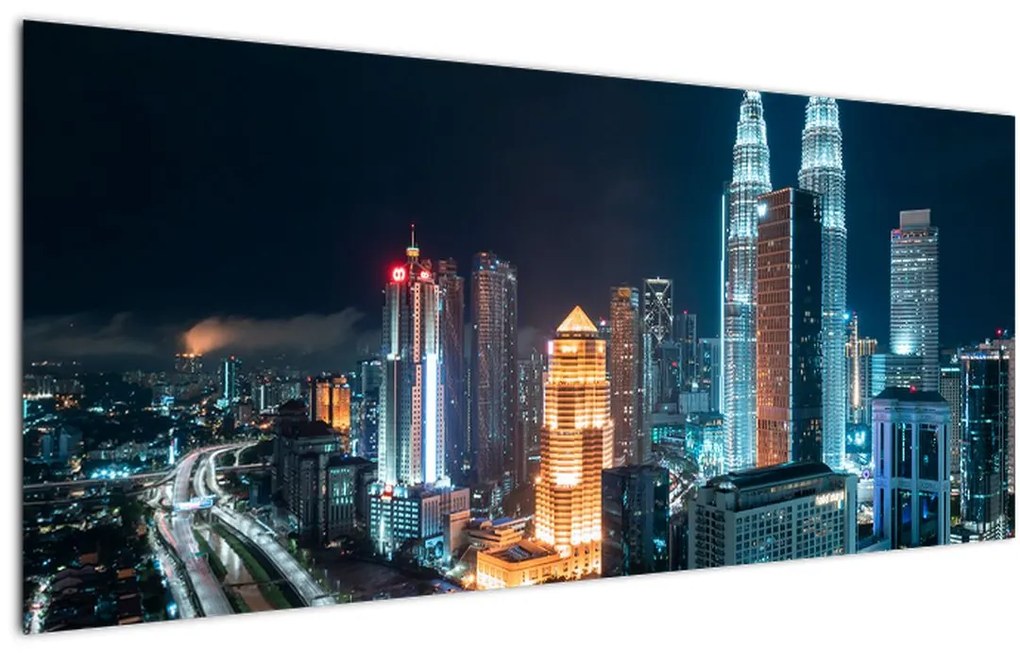 Kép - Éjszaka Kuala Lumpurban (120x50 cm)