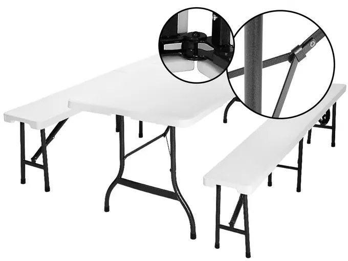 Casaria® Sörkészlet 183 cm - fehér