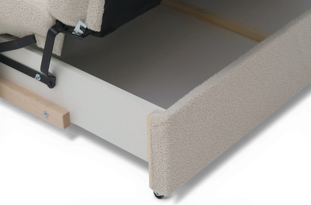 Nubi ágyazható kanapé 3 személyes 140 cm, ágyneműtartós - világos bézs boucle Quelle 03