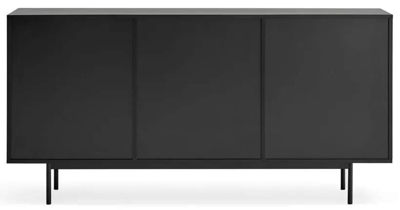 Fekete-natúr színű alacsony komód tölgyfa dekorral 159x80 cm Sierra – Teulat