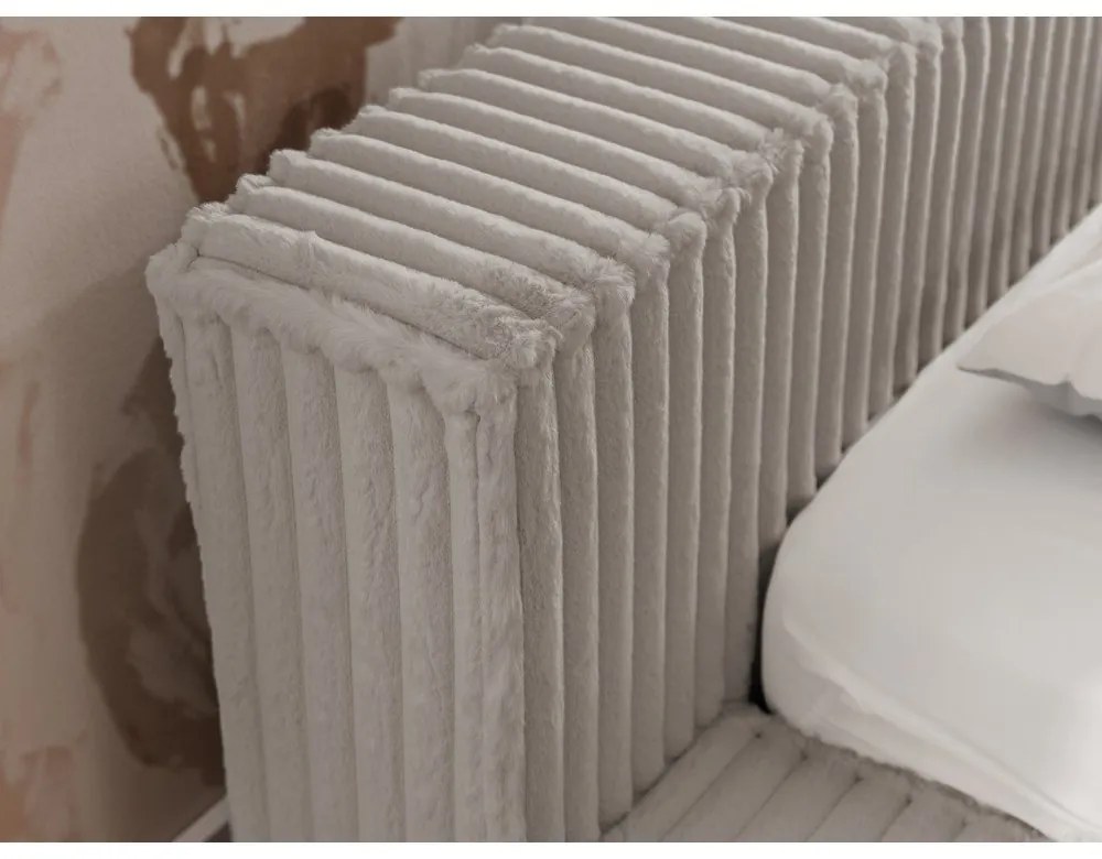 Szürke kárpitozott ágyneműtartós franciaágy ágyráccsal 160x200 cm Cloe – Ropez