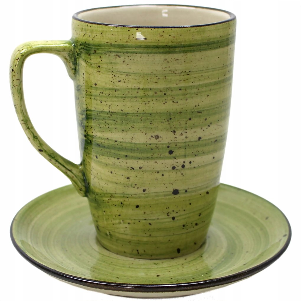 Kerámia bögre 0,3 l csészealjjal Rustic Green