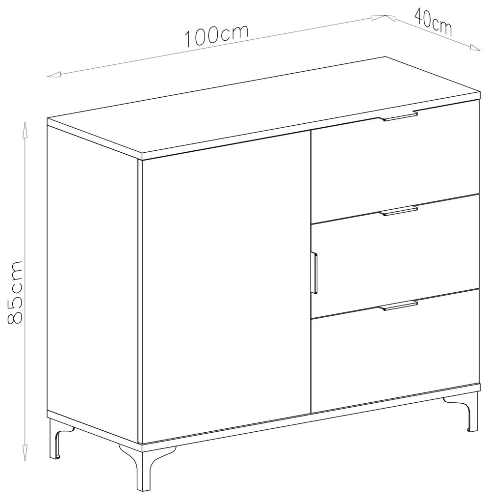 Mazzoni LANA K-100S komód Elegáns Dió - FIÓKOS KOMÓD