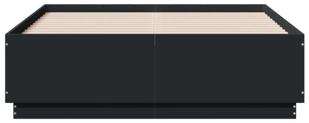 fekete szerelt fa ágykeret LED-del 135 x 190 cm