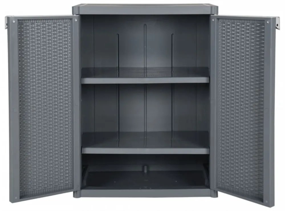 szürke PP rattan kerti tárolószekrény 65 x 45 x 88 cm