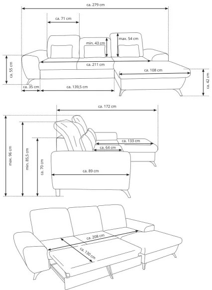 Kihúzható balos L-alakú kárpitozott ülőgarnitúra ALTA, tárolóval, zöld