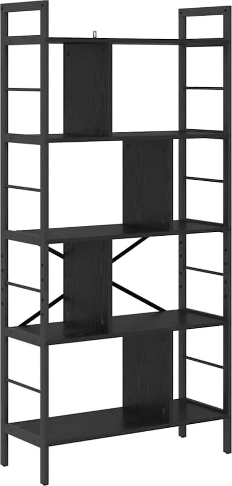 vidaXL Könyvespolc Fekete tölgy 75 x 30 x 156 cm Faanyag