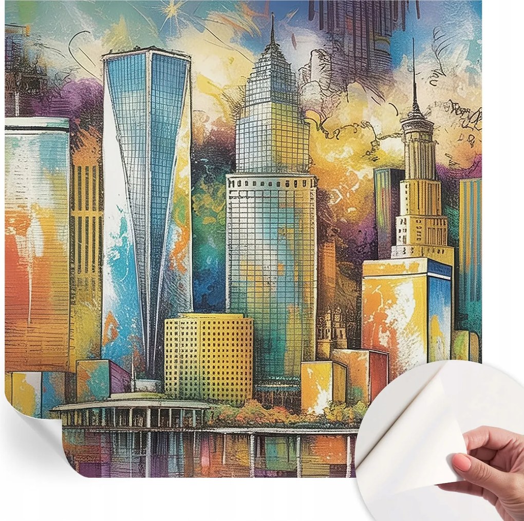 Öntapadós tapéta Fali furnér 3D hatás Városi panoráma 250x250 cm