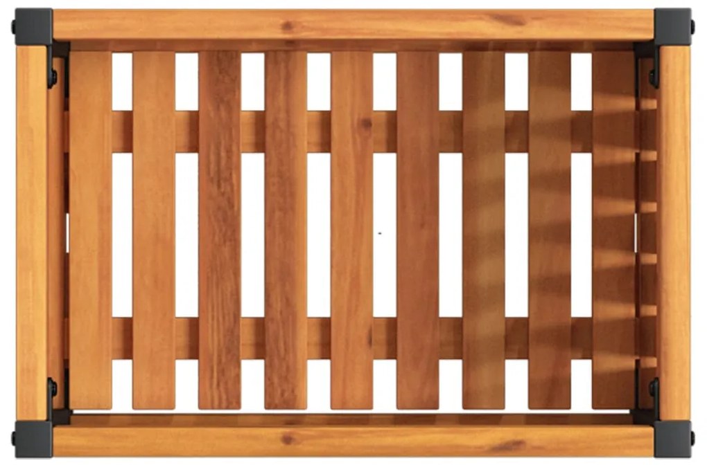 tömör akácfa és acél kerti virágtartó 45 x 30 x 27,5 cm