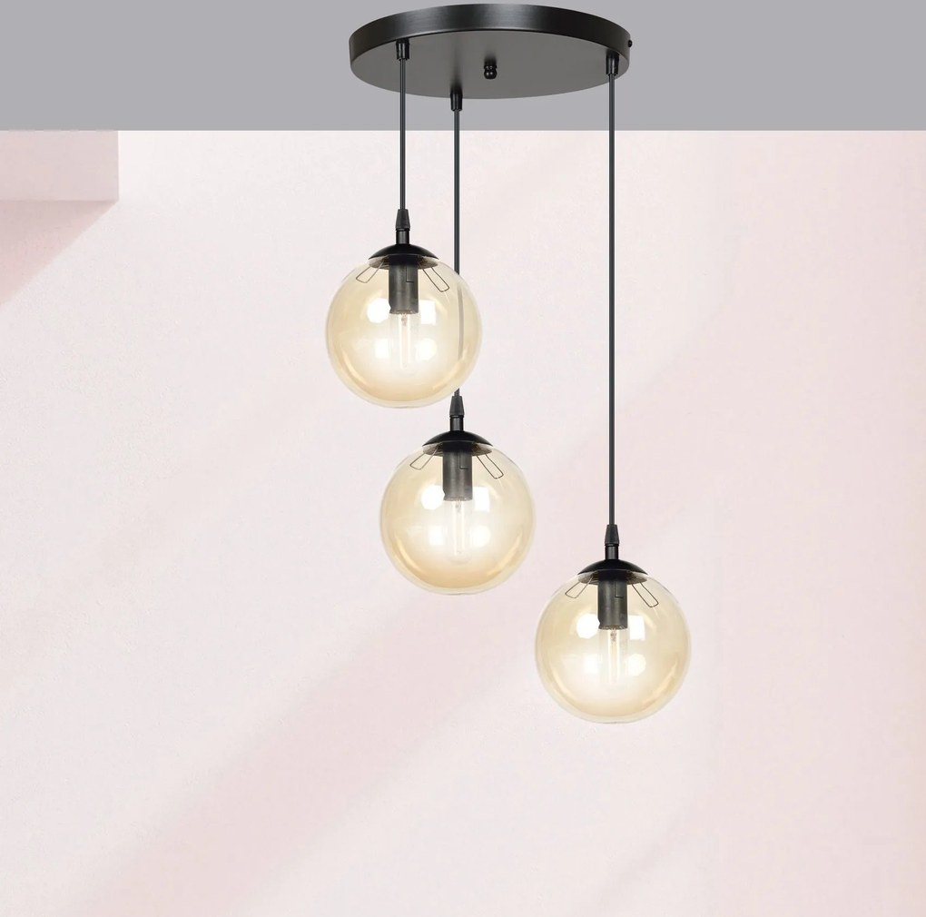 Emibig modern függeszték cosmo borostyán fekete emi713/3prem