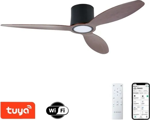 ZEVENTI - LED mennyezeti ventilátor VENTORA LED/24W/230V Wi-Fi Tuya fekete/dió + távirányító