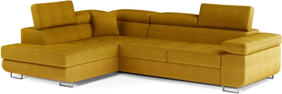 Sárga kinyitható-tárolóhelyes sarokkanapé (bal oldali-L alakú) Anton – ELTAP