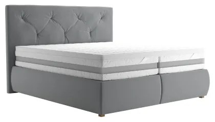 Boxspring ágy ELEN 180x200 cm szürke matraccal és topperrel