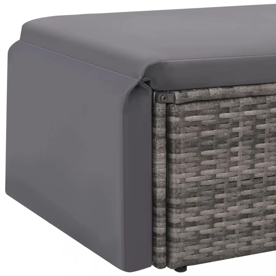 vidaXL 2 részes szürke polyrattan kerti bútorszett párnákkal
