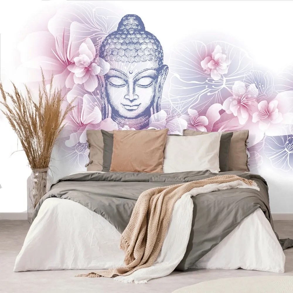 Öntapadó tapéta Buddha virágok között - 450x300