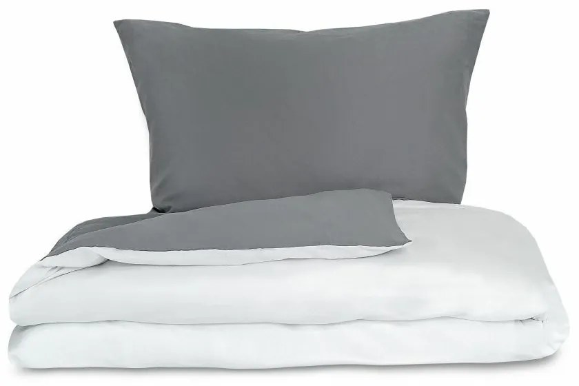 Luxury Collection szatén ágynemű, fehér/sötétszürke, 140 x 200 cm, 70 x 90 cm