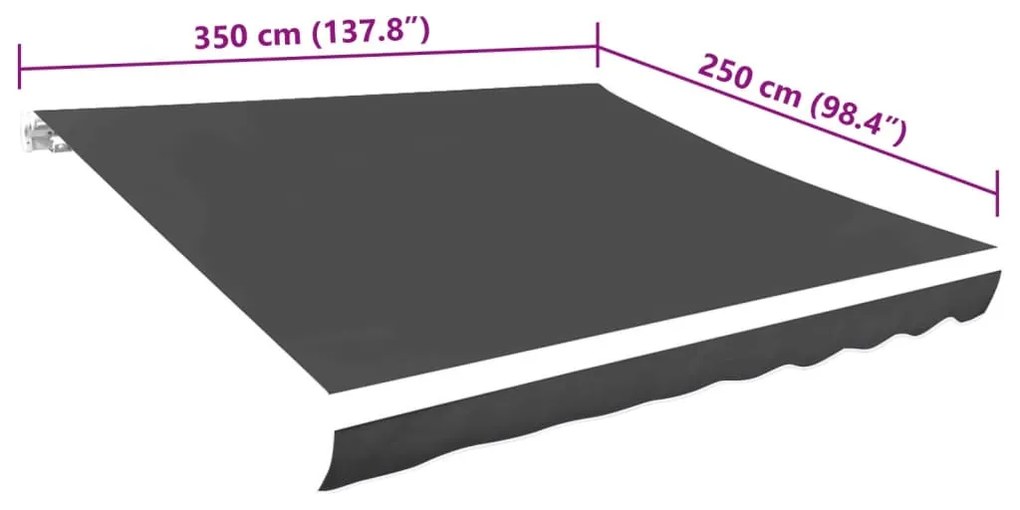 Antracitszürke vászon napellenző tető 350 x 250 cm