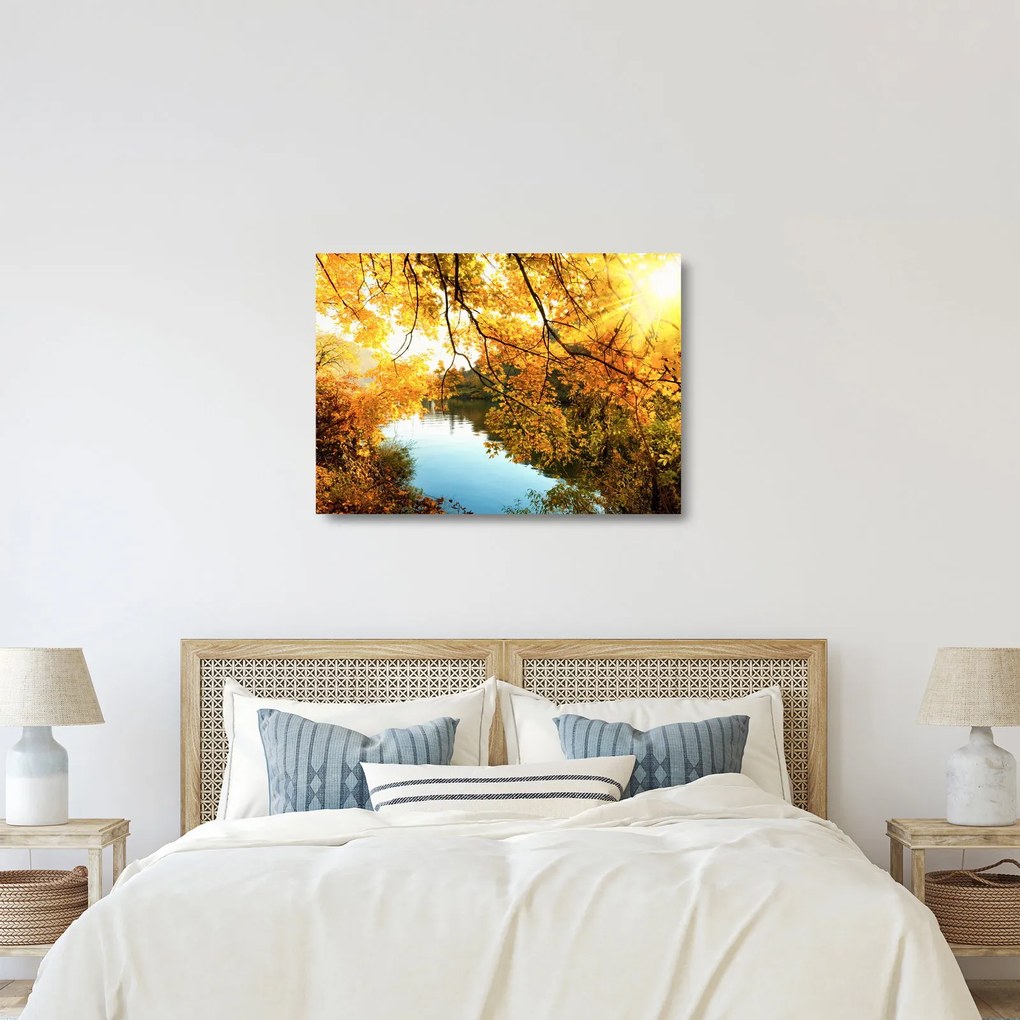 Üveg kép - Őszi fa (70x50 cm)