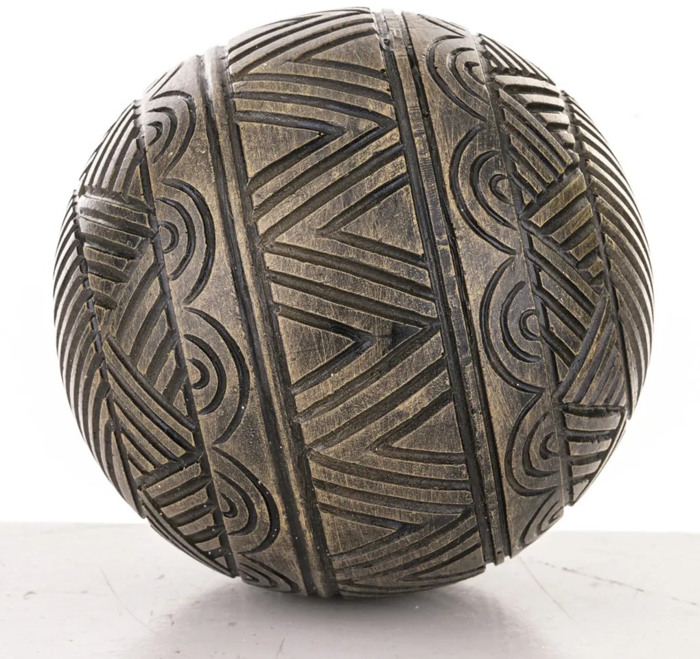 Avila design rejtélyes faragott gömb asztali dekorációs szobor barna műanyag 10x10x10cm