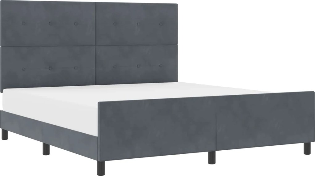 vidaXL Boxrugós ágy fejtámlával Sötétszürke 180 x 200 cm Bársony