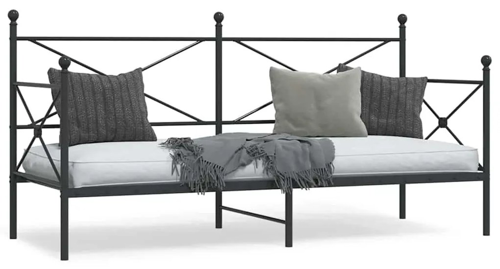 fekete acél kanapéágy matrac nélkül 75 x 190 cm