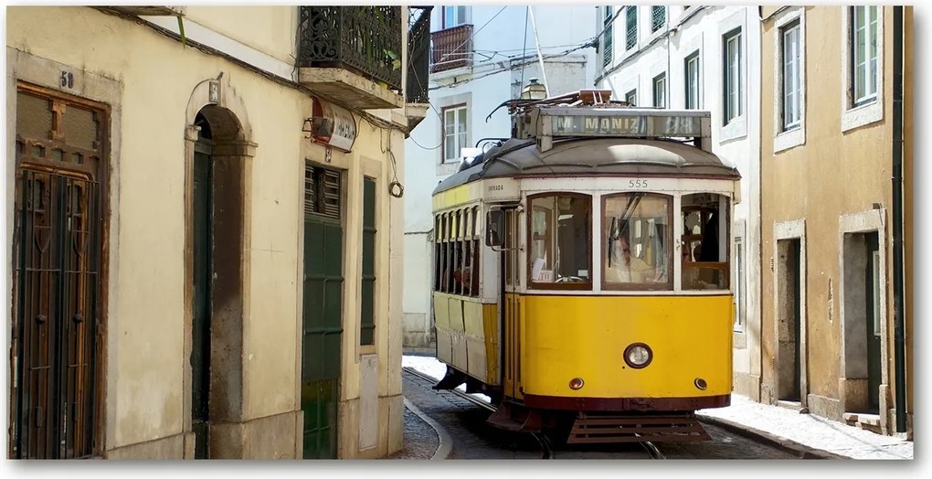 Fénykép üvegfestmény Villamos Lisszabonból 140x70