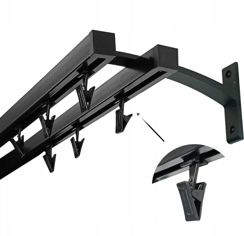 Függönykarnis Négyzet Alumínium 20+20mm Fekete Matt 120cm béka