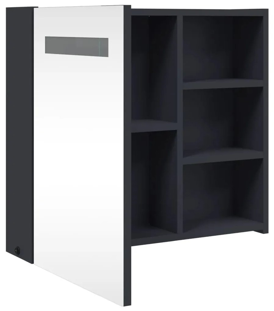 szürke tükrös fürdőszobaszekrény LED-del 60 x 13 x 52 cm