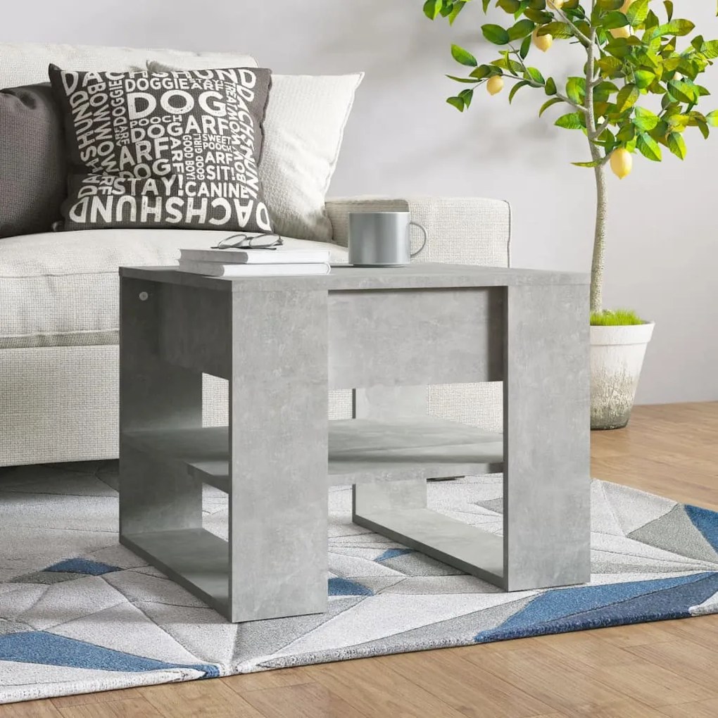 Betonszürke szerelt fa dohányzóasztal 55,5x55x45 cm