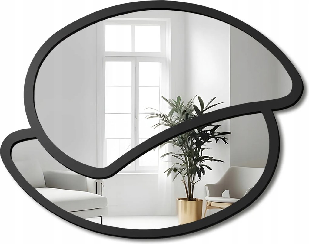 Rina Dekorációs tükör matt fekete Mdf keretben 86x70 fali