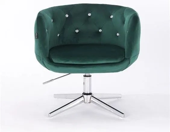 HR333CROSS Sötétzöld velur modern szék krómozott lábbal