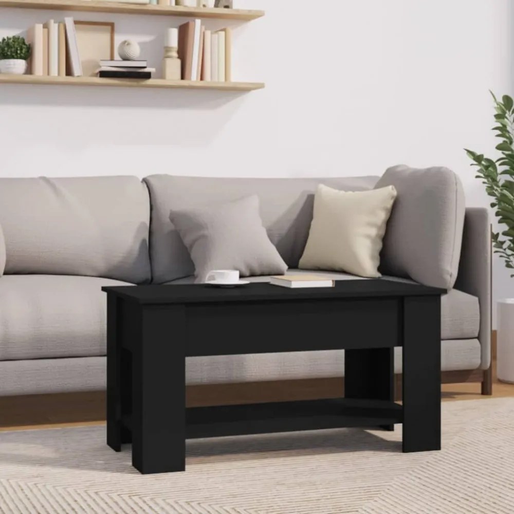 fekete szerelt fa dohányzóasztal 101 x 49 x 52 cm