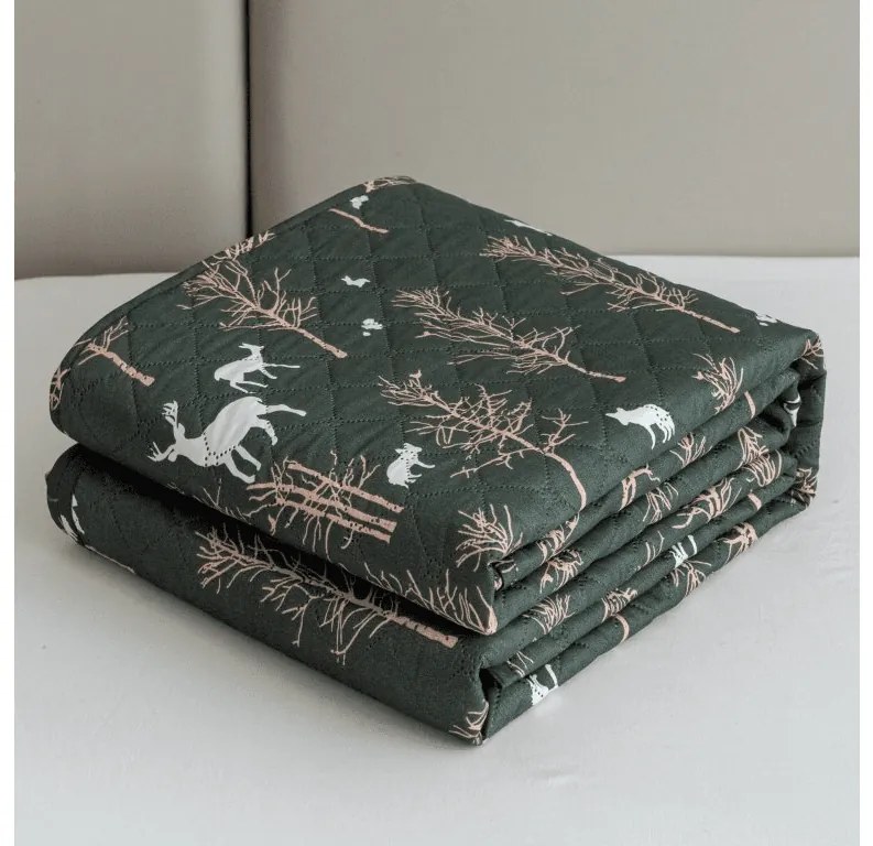 Ágytakaró OAK DEER sötétzöld Méret: 170 x 210 cm