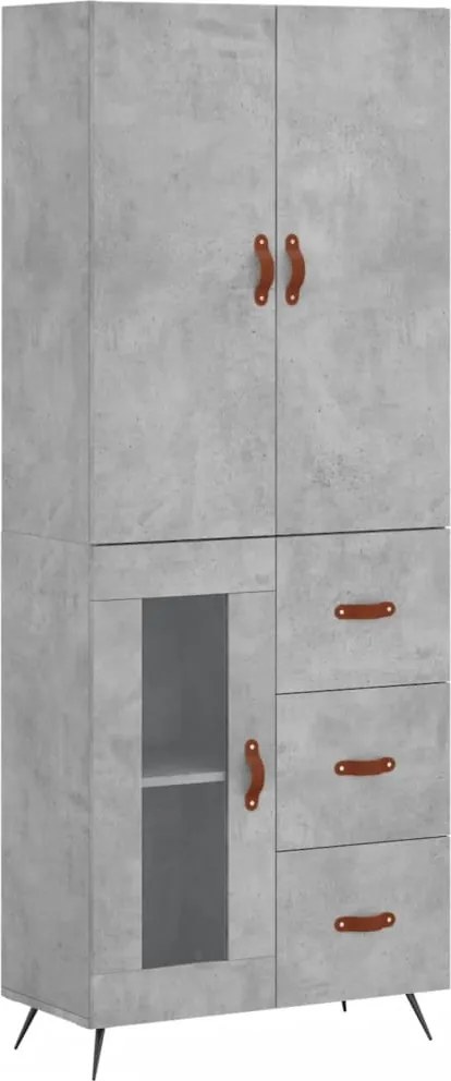 vidaXL betonszürke szerelt fa magasszekrény 69,5 x 34 x 180 cm