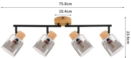Brilagi - HYGGE spotlámpa 4xE14/15W/230V kaucsukfa/füstszínű