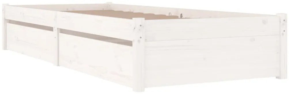 fehér kicsi egyszemélyes ágykeret fiókokkal 75 x 190 cm