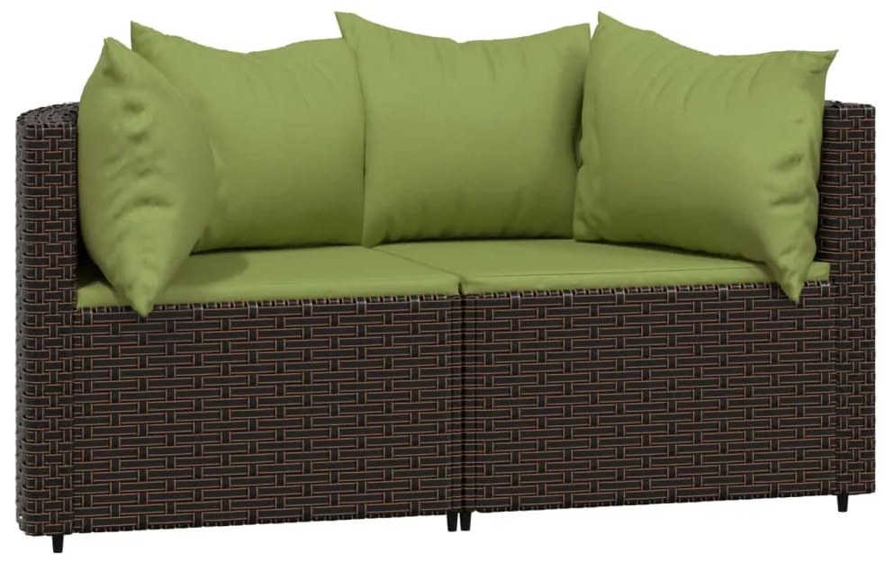 3 részes barna polyrattan kerti ülőgarnitúra párnával