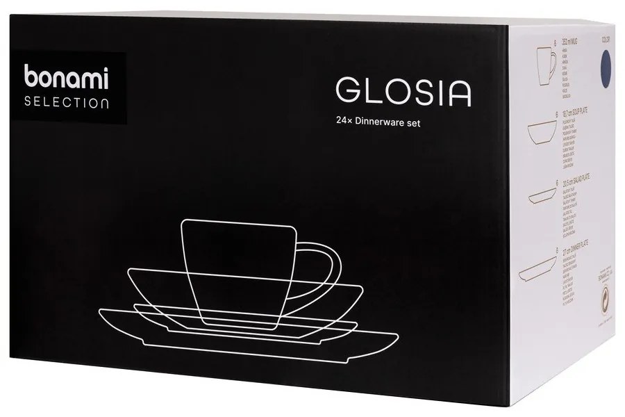 Sötétkék agyagkerámia étkészlet 24 db-os Glosia - Bonami Selection